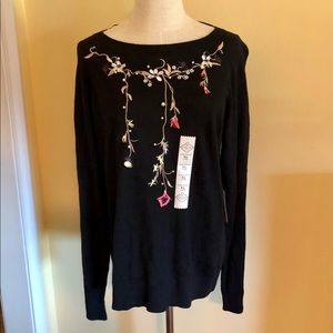 Soft Black Sweater…beautifully embellished with embroidery and pearls